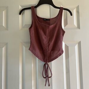 SHEIN Women’s Pink Burgundy Ribbed Waffle Pattern Tank Top Size Small
